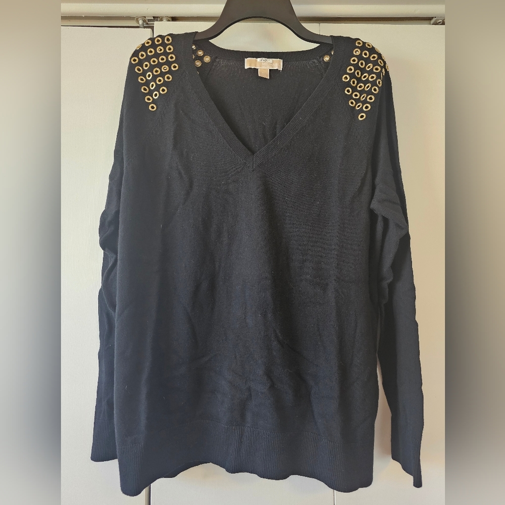Michael Kors Black Sweater with Gold Accents